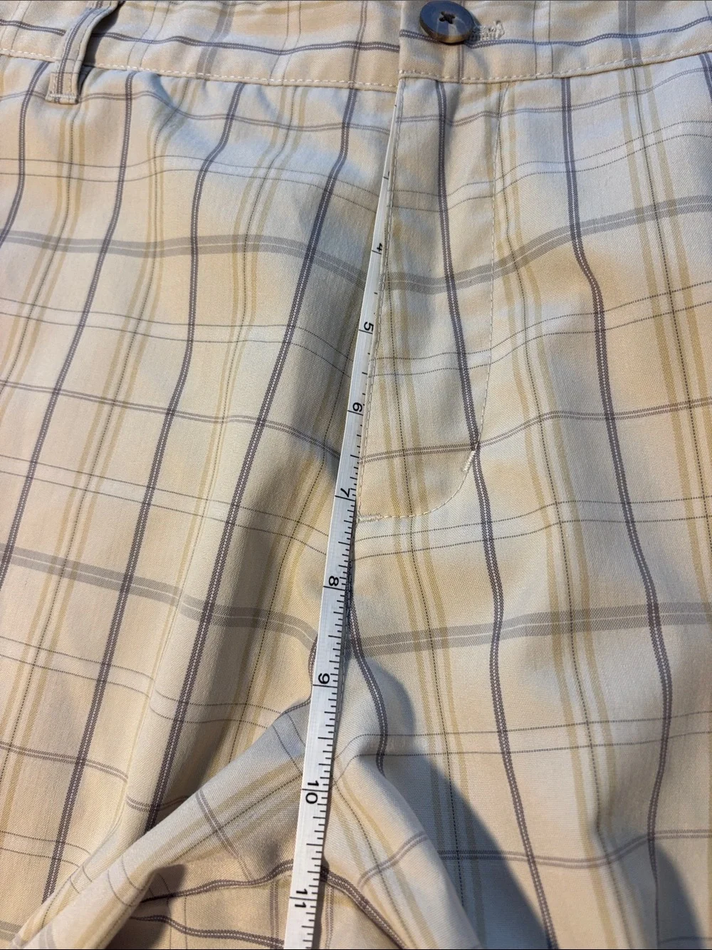 ADIDAS Men's Size 34 Beige Plaid Golf Cargo Shorts